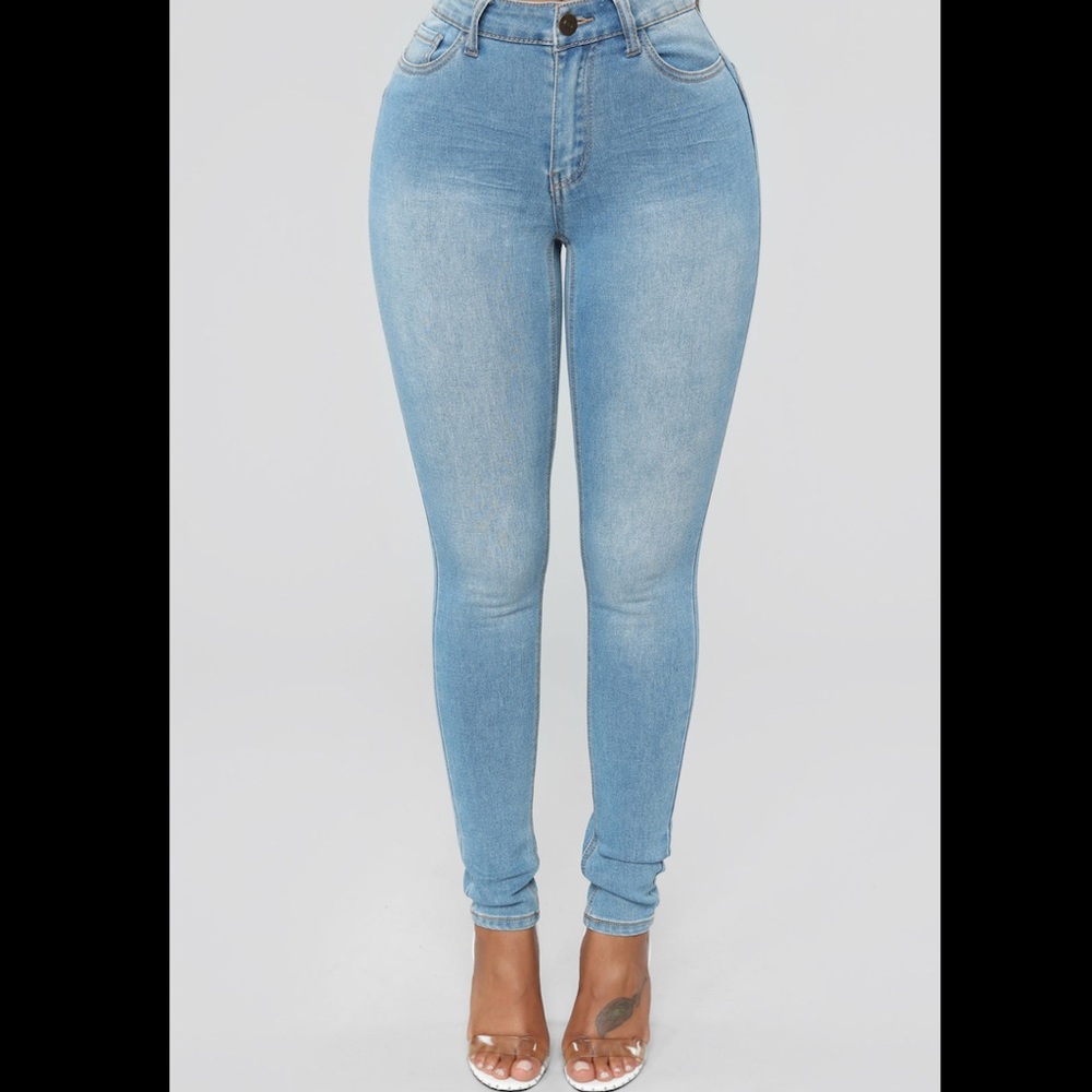 Fashion Nova light blue high waist jeans